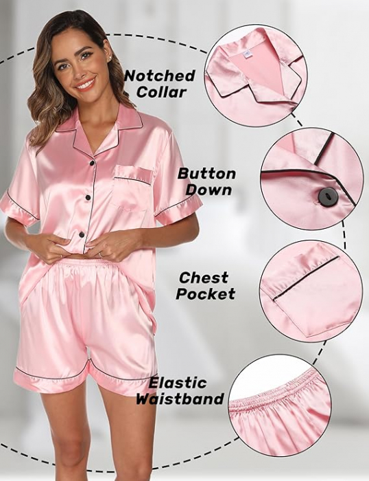 Set pijamale scurte pentru femei GAESHOW, roz, XL [7]