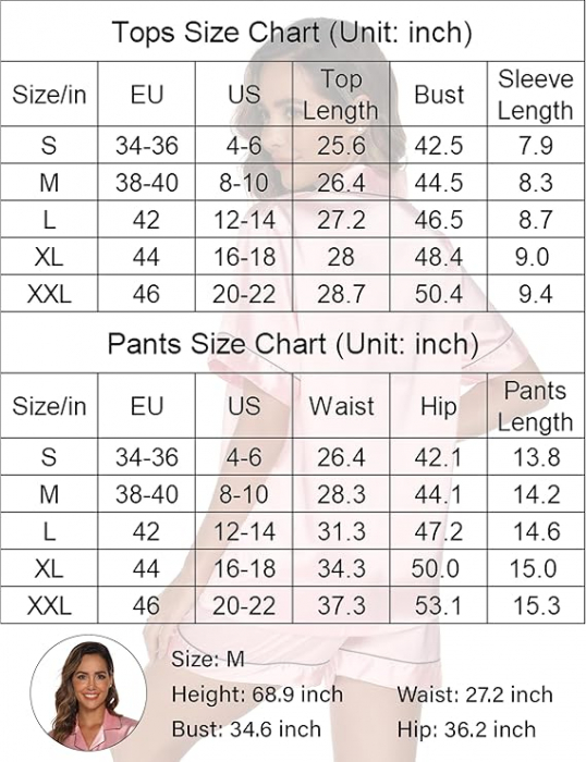 Set pijamale scurte pentru femei GAESHOW, roz, XL [8]