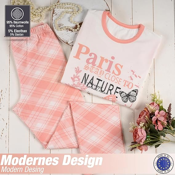 Set pijamale cu mânecă lungă LOREZA pentru fete din bumbac din două piese [5]