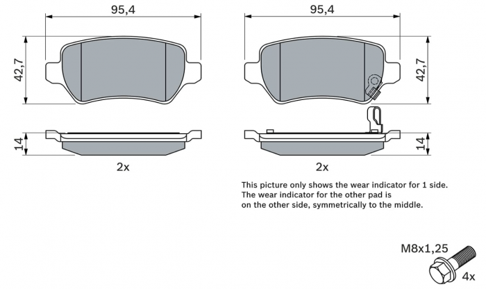 SET plăcuțe de frână BOSCH compatibile cu CHEVROLET HOLDEN Astra KIA OPEL VAUXHALL 1998 [2]