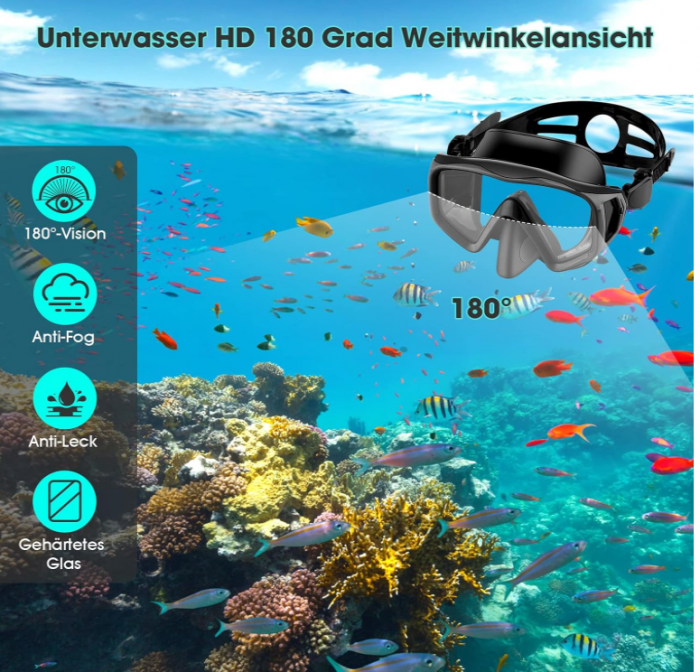 Set scuba diving si snorkeling Nigecue pentru adulți, ochelari si mască de scufundare [3]