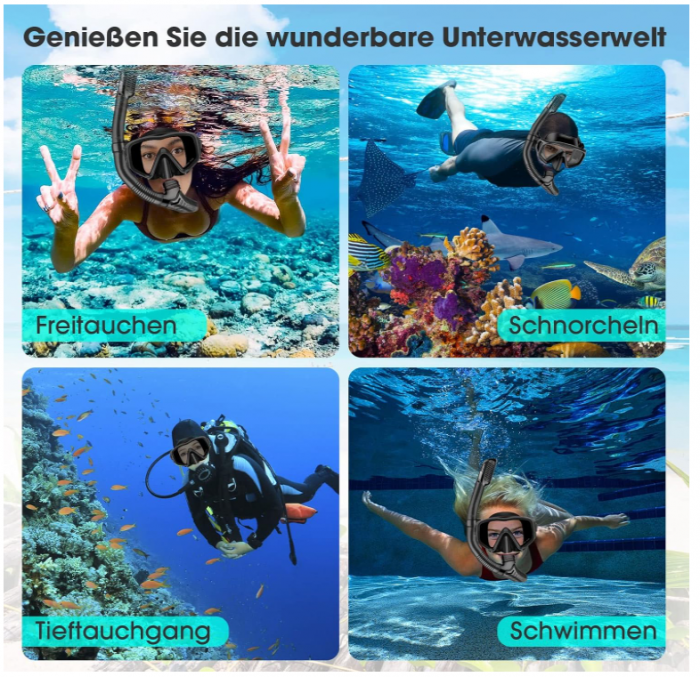 Set scuba diving si snorkeling Nigecue pentru adulți, ochelari si mască de scufundare [8]