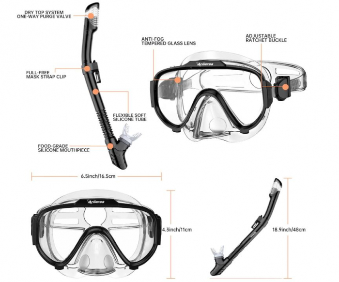 Set snorkeling Arlierss, masca + tub [7]