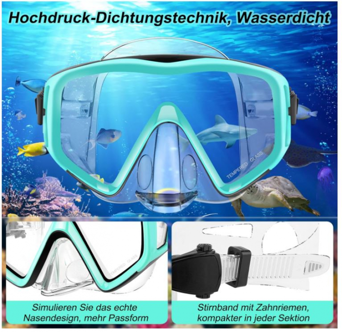 Set snorkeling Fuqiduo pentru adulți cu ochelari anti-aburire si tub [5]