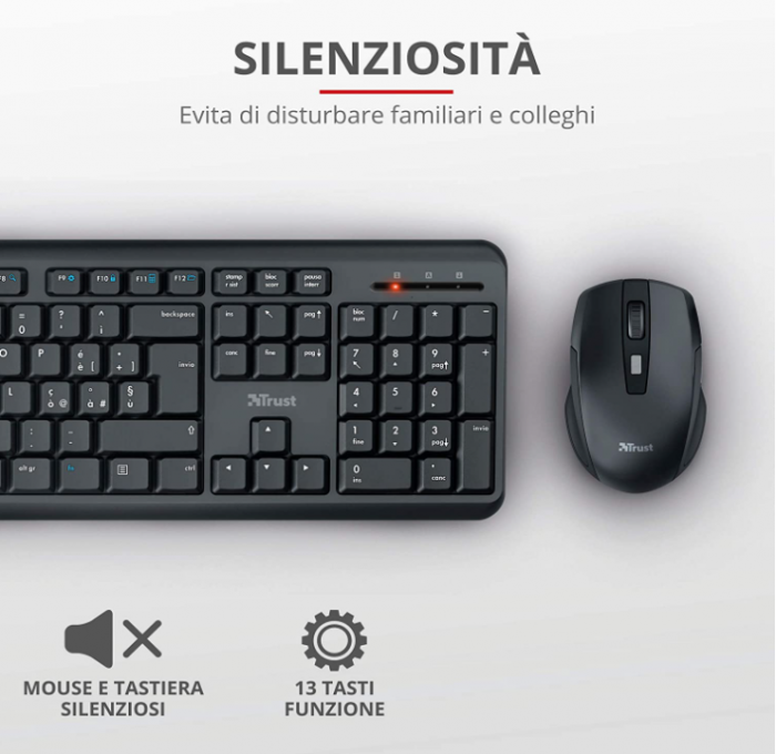 Set tastatură și mouse fără fir Trust Ymo pentru Windows/Linux, Silențios, PC/Laptop, Negru [3]