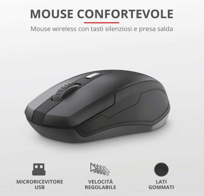 Set tastatură și mouse fără fir Trust Ymo pentru Windows/Linux, Silențios, PC/Laptop, Negru [5]