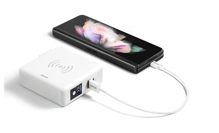 SIMON Încărcător fără fir cu încărcare rapidă, 2 mufe USB, alb [2]