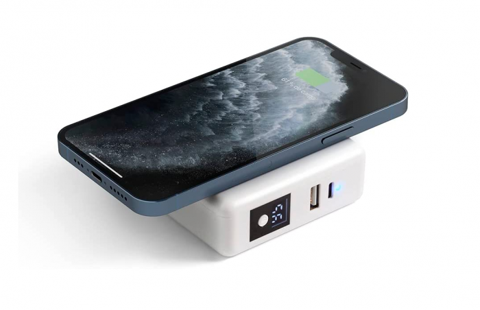 SIMON Încărcător fără fir cu încărcare rapidă, 2 mufe USB, alb [3]