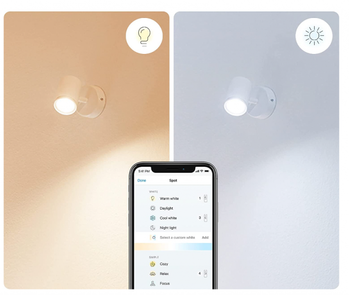 Sina cu Spot-uri Wi-Fi WiZ Smart Imageo, lumină albă sau colorată reglabilă, 3x5W, 3 puncte de lumină, alb, tehnologie SpaceSense, control vocal (Alexa, Apple HomeKit, Google Home) [3]