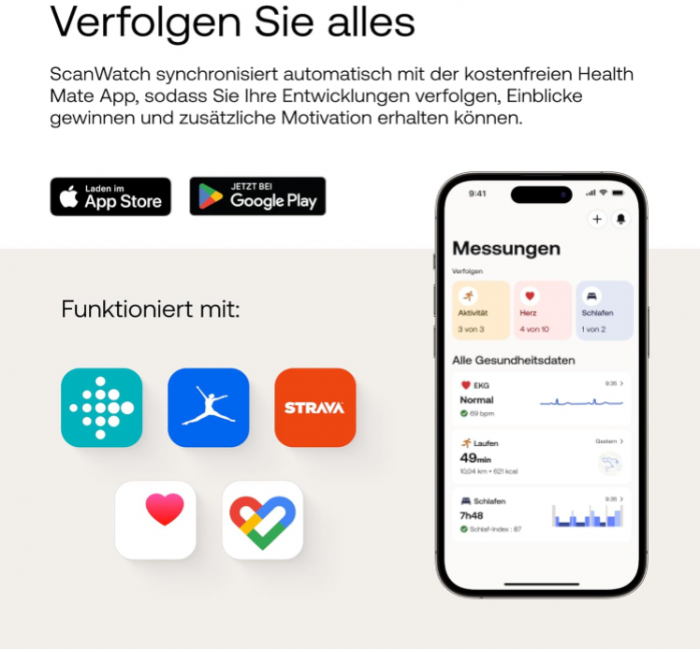 Smartwatch barbatesc Withings ScanWatch cu ECG, monitor de ritm cardiac și oximetru [10]