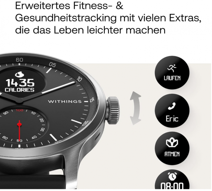 Smartwatch barbatesc Withings ScanWatch cu ECG, monitor de ritm cardiac și oximetru [9]