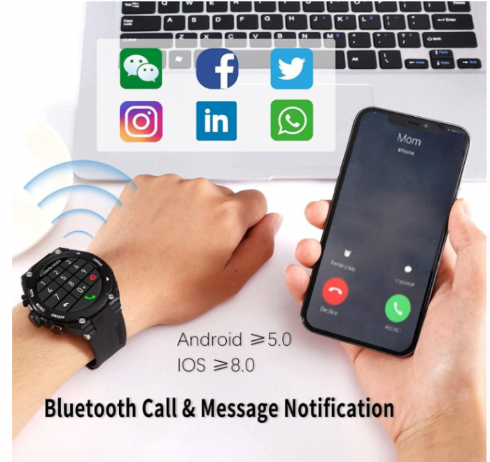 Smartwatch CISIYOO JRLinco 2 în 1 cu căști Bluetooth [5]