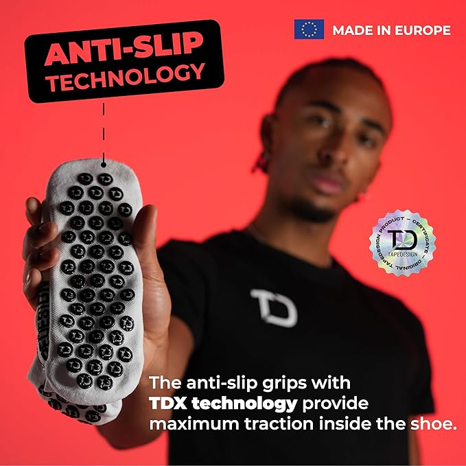 Sosete de fotbal antiderapante Tapedesign Allround Classic, cu grip, negru, One Size [3]