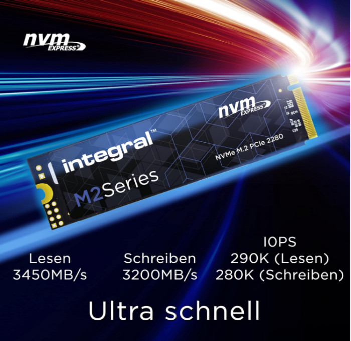 SSD INTEGRAL de 250 GB NVME M.2 2280 PCIe Gen3 x 4 R-3350MB/s W-1350 MB/s TLC M2 Solid State Drive [2]