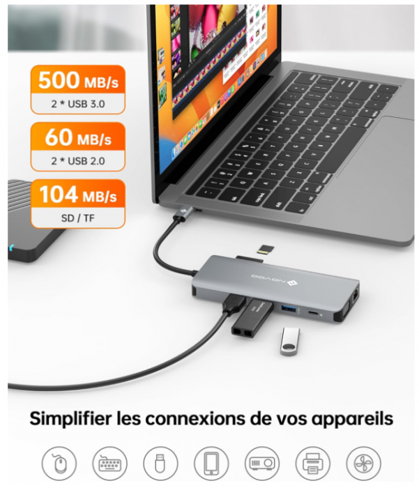 Statie de andocare NOVOO HUB Type-C 11 în 1 [5]