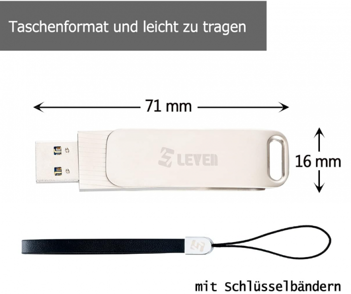 Stick Memorie USB LEVEN 128GB Carousel Line JUS301SL-128G USB 3.0 Argintiu [6]