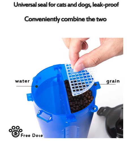 Sticla 2 în 1 apa si mancare pentru caini , 350ml apa/ 250ml mancare - Albastru [3]