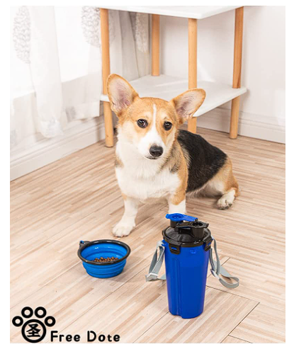 Sticla 2 în 1 apa si mancare pentru caini , 350ml apa/ 250ml mancare - Albastru [7]
