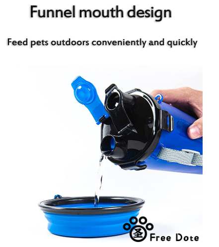 Sticla 2 în 1 apa si mancare pentru caini , 350ml apa/ 250ml mancare - Albastru [4]