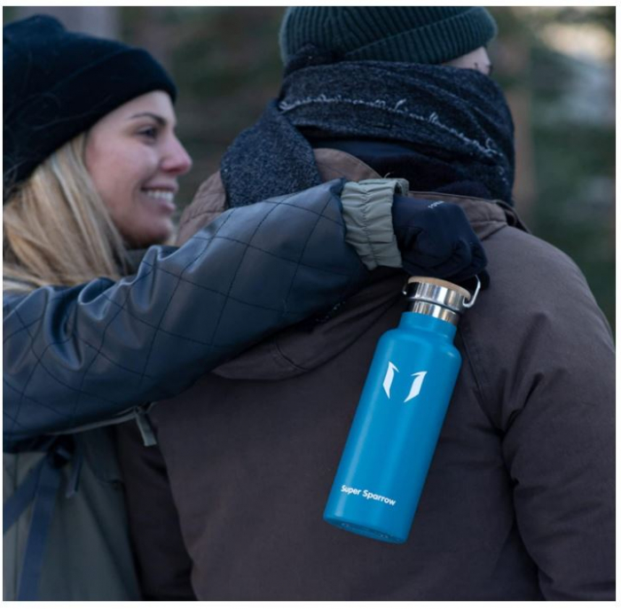 Sticlă de apă din oțel inoxidabil Super Sparrow, 620 ml, termos albastru [7]