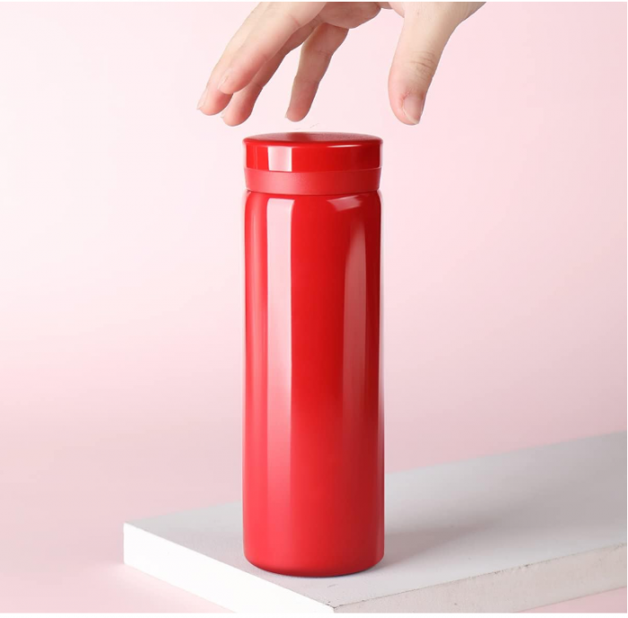 Sticla termos din otel inoxidabil Boenkush, 200 ml, fara BPA, rosu [6]