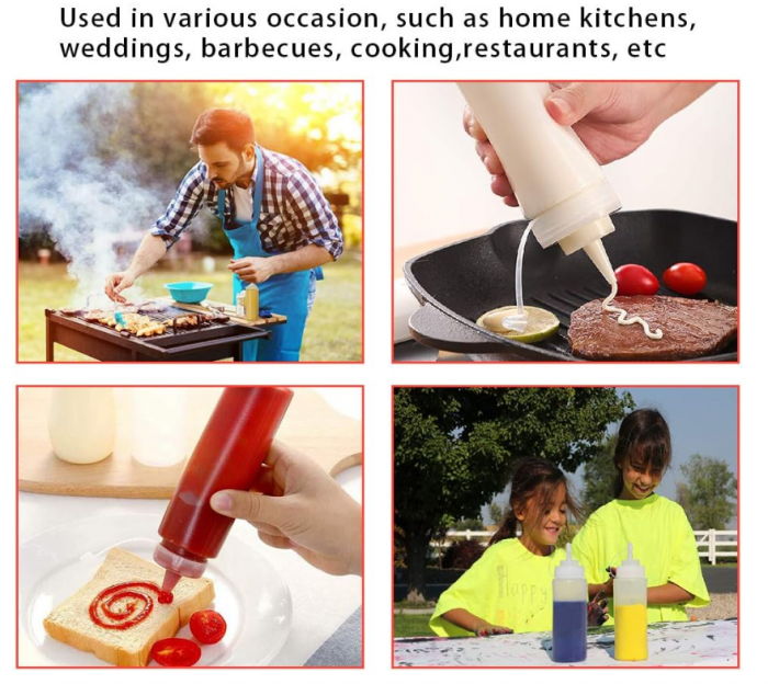 Sticle pentru sos KANOSON, 6 bucati, 250 ml, fără BPA, ketchup, sos iute, ulei de măsline [7]