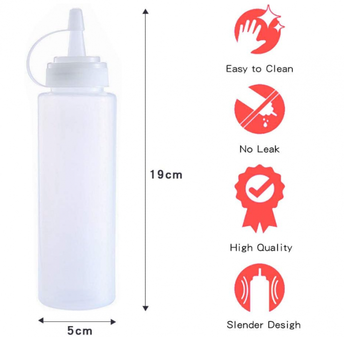 Sticle pentru sos KANOSON, 6 bucati, 250 ml, fără BPA, ketchup, sos iute, ulei de măsline [3]