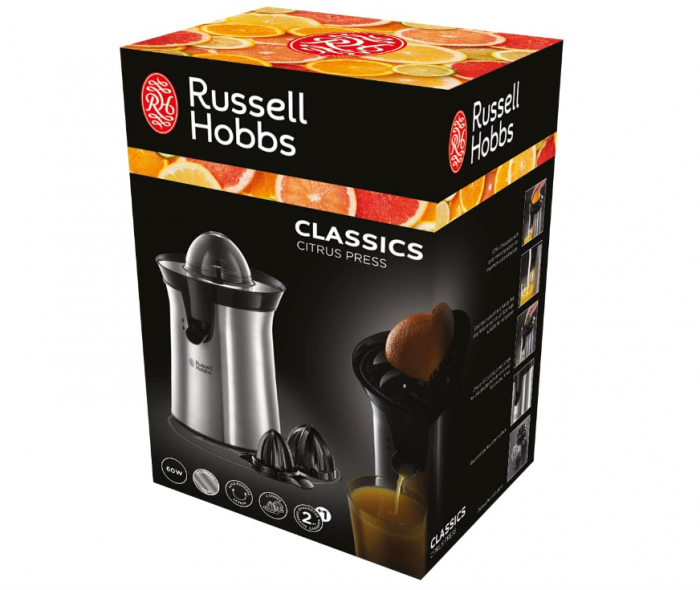 Storcator electric de citrice Russell Hobbs, oțel inoxidabil periat, 2 direcții de rotație, 2 conuri interschimbabile, 22760-56 [6]