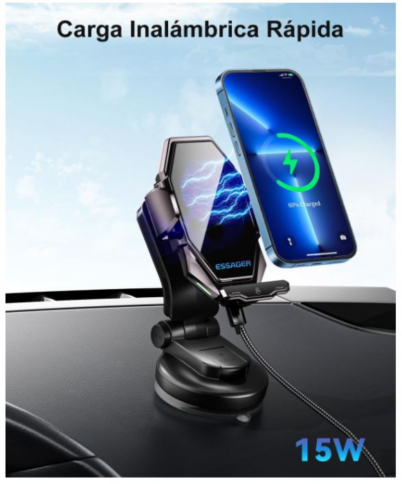 Suport auto cu incarcator pentru telefon mobil ESSAGER, cu ventuza [6]