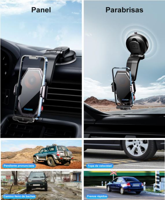 Suport auto cu incarcator pentru telefon mobil ESSAGER, cu ventuza [9]