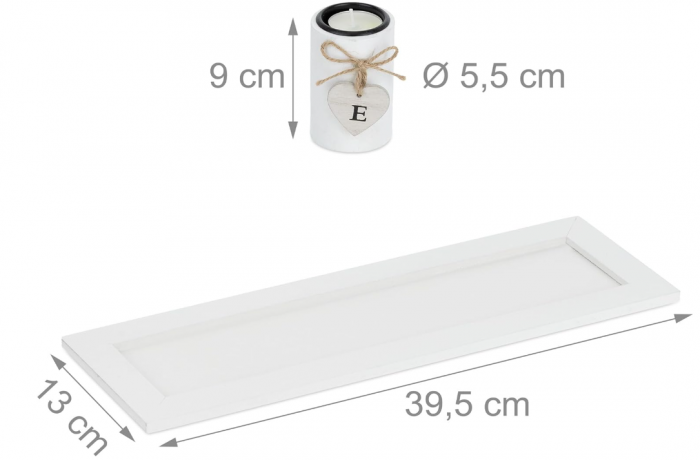 Suport de lumanari Relaxdays cu Tava si Pietre, Decoratiune pentru Masa, Alb [6]