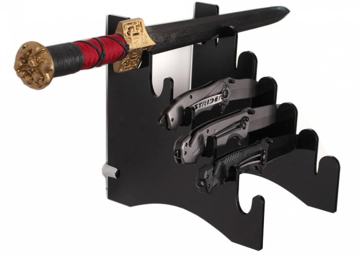 Suport de perete pentru cuțite/sabii din acril, negru [5]