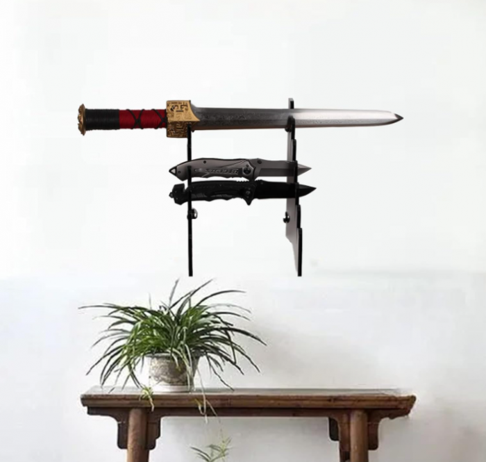 Suport de perete pentru cuțite/sabii din acril, negru [7]