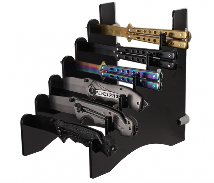 Suport de perete pentru cuțite/sabii din acril, negru [6]