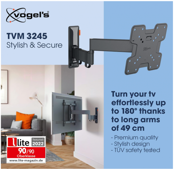 Suport de perete reglabil Vogel's TVM 3245 pentru televizoare de 19-43 inchi, Max 15 kg, 180°, negru [3]
