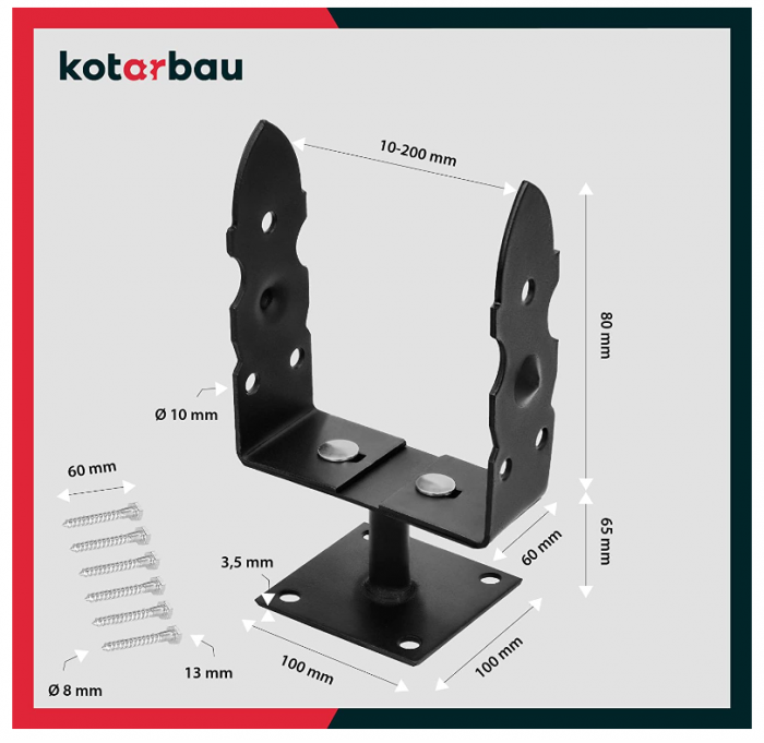 Suport fixare stalpi KOTARBAU, negru, 120-200 mm, 05907465903394 [4]
