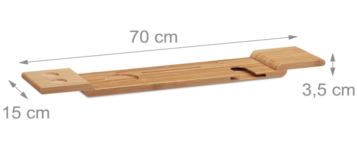 Suport pentru cada, Raft baie Relaxdays din bambus, 70 cm latime [5]