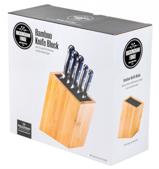 Suport pentru cuțite, Bloc universal din bambus, 20 de fante, cu lungimea lamei de până la 20 cm [4]