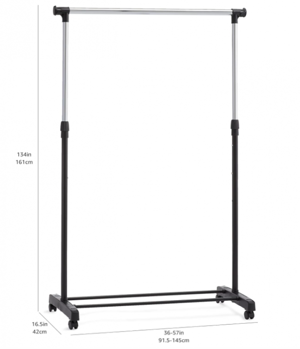 Suport pentru haine cu roți Amazon Basics, crom [7]