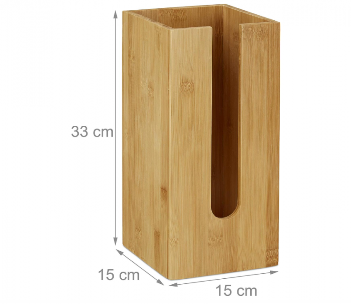 Suport pentru hârtie igienică Relaxdays, 3 role, bambus, 33 x 15 x 15 cm [5]