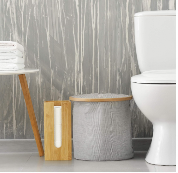 Suport pentru hârtie igienică Relaxdays, 3 role, bambus, 33 x 15 x 15 cm [3]