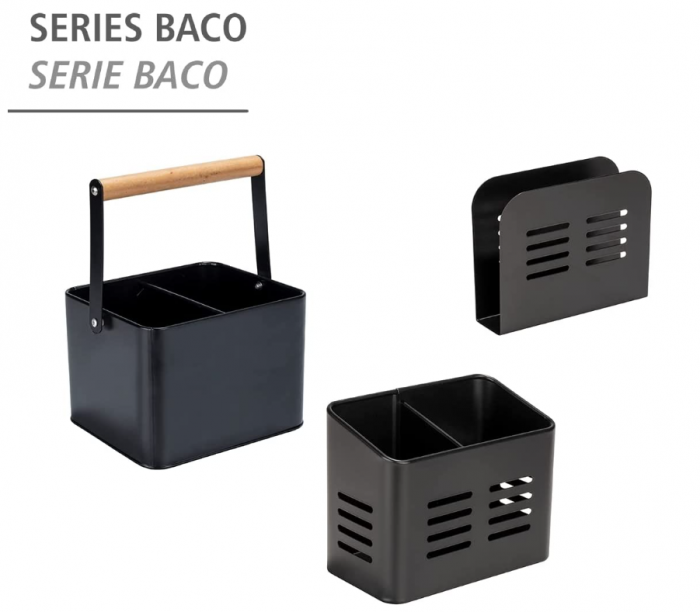 Suport pentru tacâmuri WENKO, negru, 16 x 13.5 x 9 cm [4]