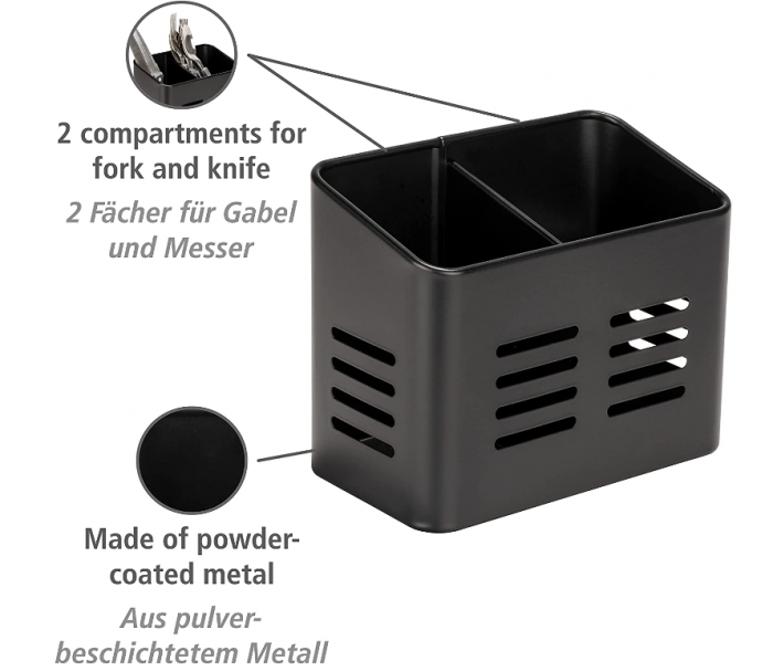 Suport pentru tacâmuri WENKO, negru, 16 x 13.5 x 9 cm [2]