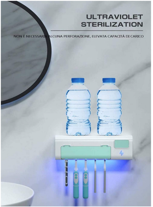 Suport periute de dinti cu sterilizare UV, 5 periuțe [8]