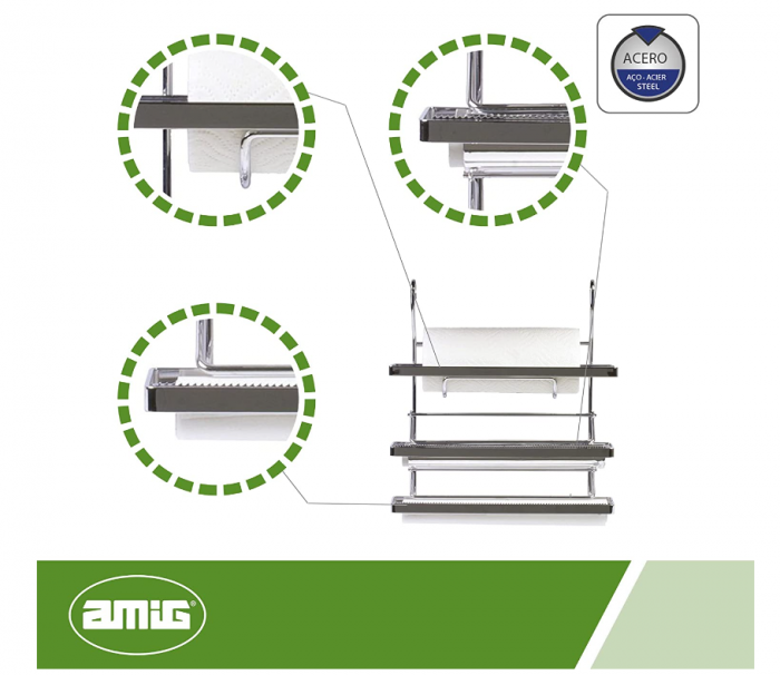 Suport triplu Amig pentru role de hartie de bucatarie de perete [2]