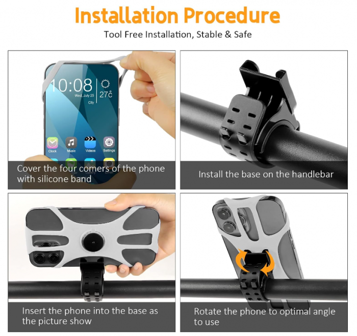 Suport universal de telefon pentru bicicletă, telefoane de 4.57 - 7 inci [7]