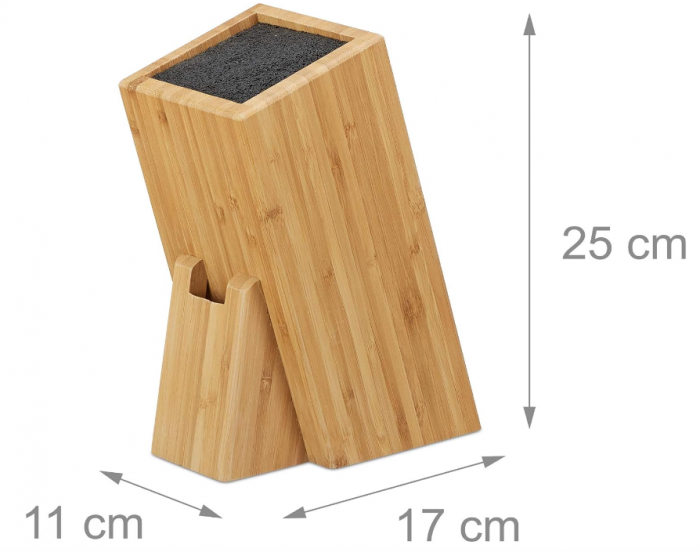 Suport vertical pentru cuțite cu insertie flexibila Relaxdays, din bambus , organizator de bucătărie [6]