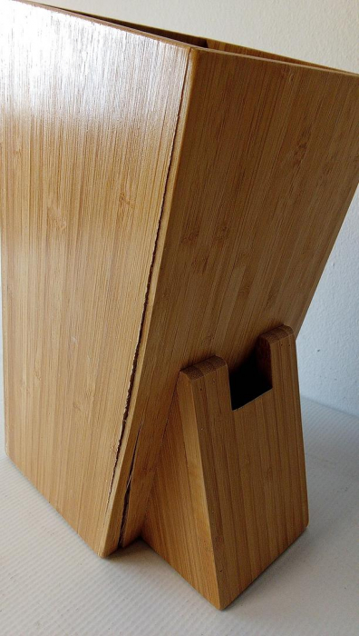 Suport vertical pentru cuțite cu insertie flexibila Relaxdays, din bambus , organizator de bucătărie [3]