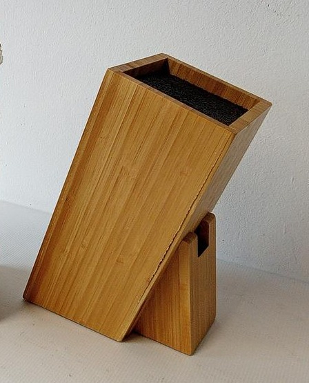 Suport vertical pentru cuțite cu insertie flexibila Relaxdays, din bambus , organizator de bucătărie [2]