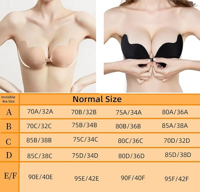 Sutien adeziv push-up BTkviseQat, invizibil, fara bretele, negru/bej, marimea B [6]
